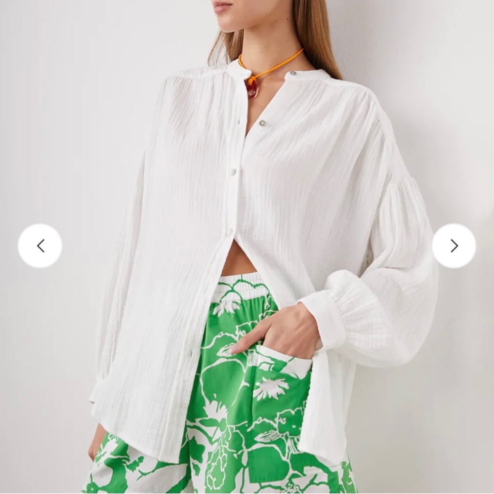 Rails Organic Cotton Charlet Gauzy White Button-Down Shirt